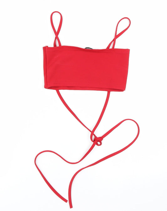 PRETTYLITTLETHING Womens Red Cropped Tank Size 6
