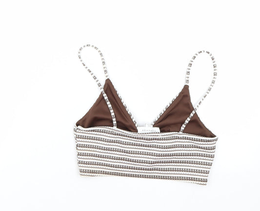 Topshop Womens Brown Striped Cropped Tank Size 8