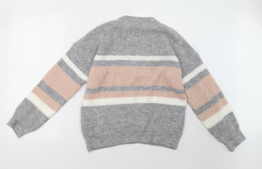 Select Womens Grey Striped Pullover Sweatshirt Size M