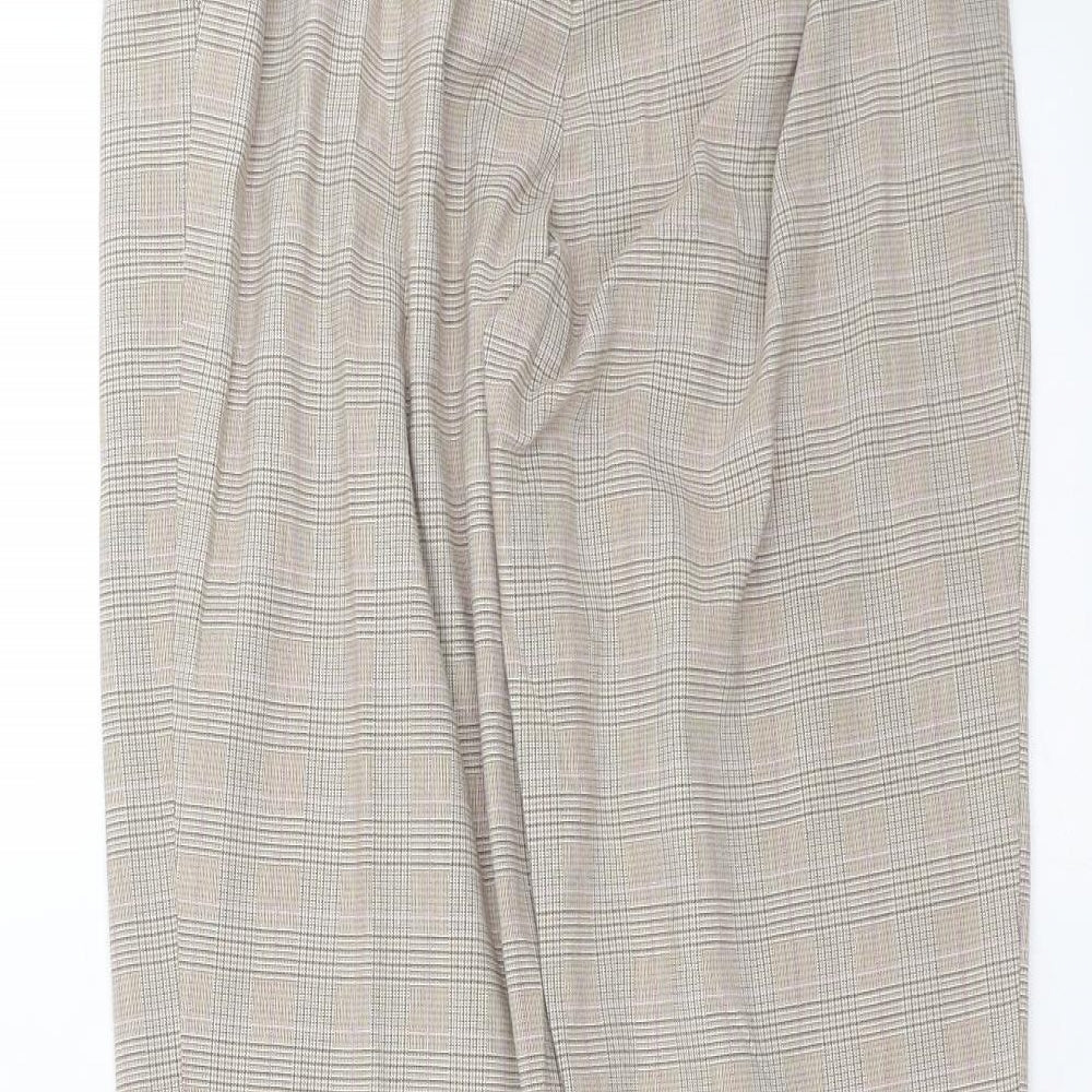 Marks and Spencer Womens Beige Check Trousers Size 12 L26 in