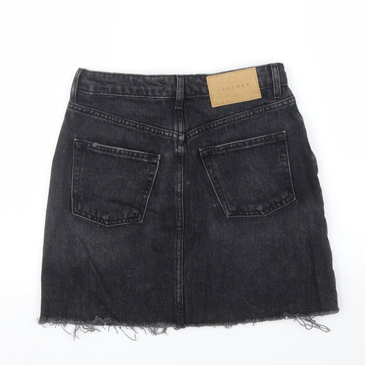 Topshop Womens Black Denim A-Line Skirt Size 8