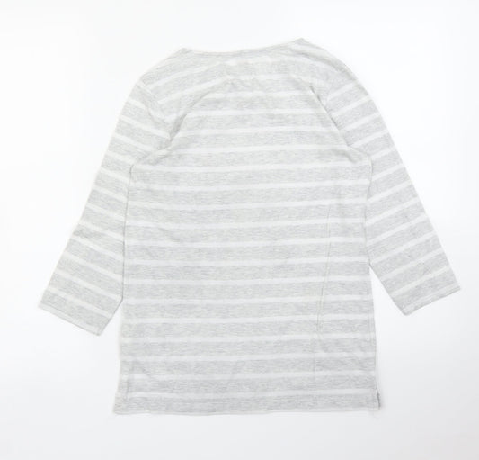 Old Navy Girls Grey Striped Basic T-Shirt Size 14 Years