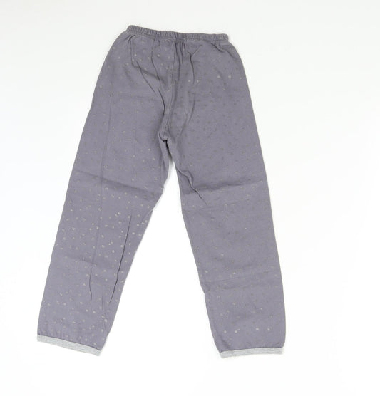 Preworn Girls Grey Solid Flannel Pyjama Pants Size 6 Years - Stars
