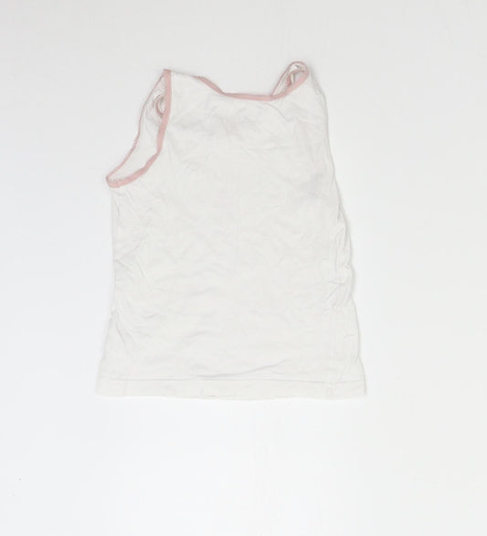 George Girls White Basic Tank Size 4-5 Years - Flamingo