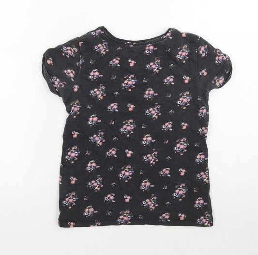 Young Dimension Girls Grey Floral Basic T-Shirt Size 8-9 Years