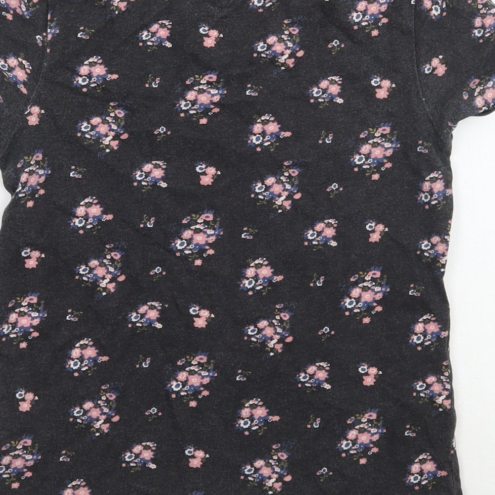 Young Dimension Girls Grey Floral Basic T-Shirt Size 8-9 Years