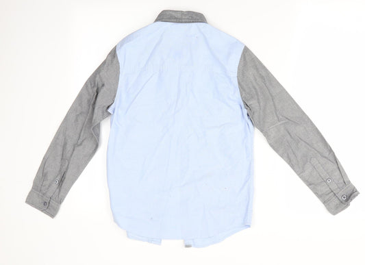 Autograph Boys Blue Colourblock Basic Button-Up Size 10-11 Years - dress shirt