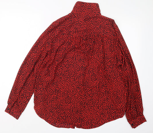 H&M Womens Red Geometric Basic Button-Up Size M