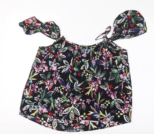 Dorothy Perkins Womens Black Floral Basic Blouse Size 8