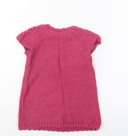 H&M Girls Pink Knit Pullover Jumper Size 9-12 Months