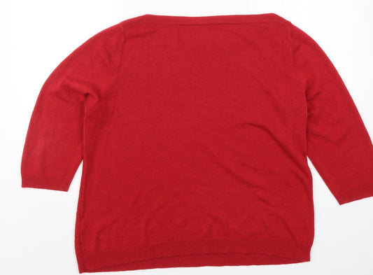 Preworn Womens Red Knit Pullover Jumper Size 18