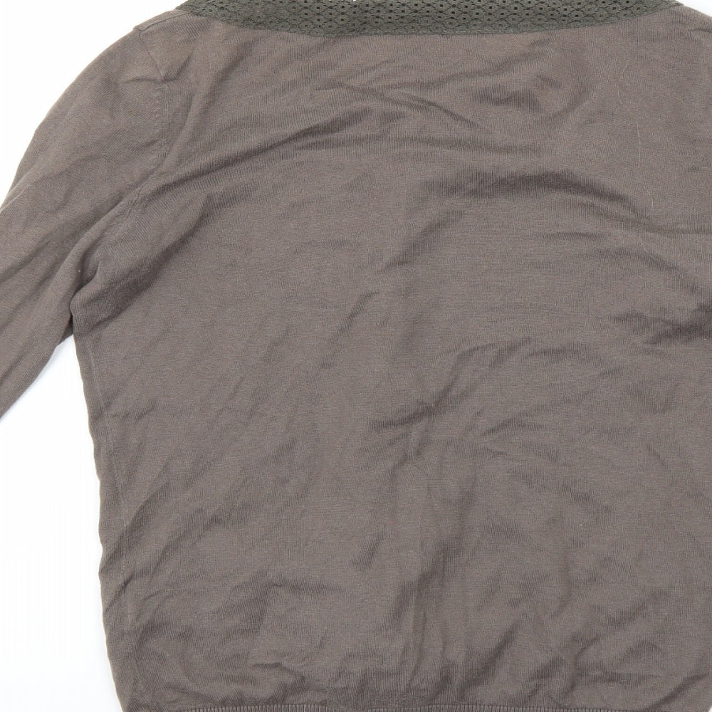 authentic line Womens Brown Cardigan Jumper Size M