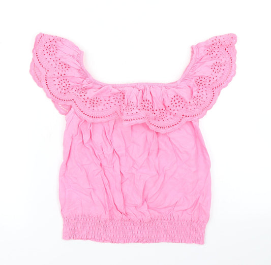 H&M Girls Pink Cropped T-Shirt Size 11 Years