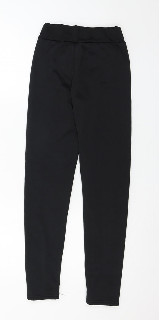 Fashion Womens Black Jersey Capri Leggings Size S L27 in