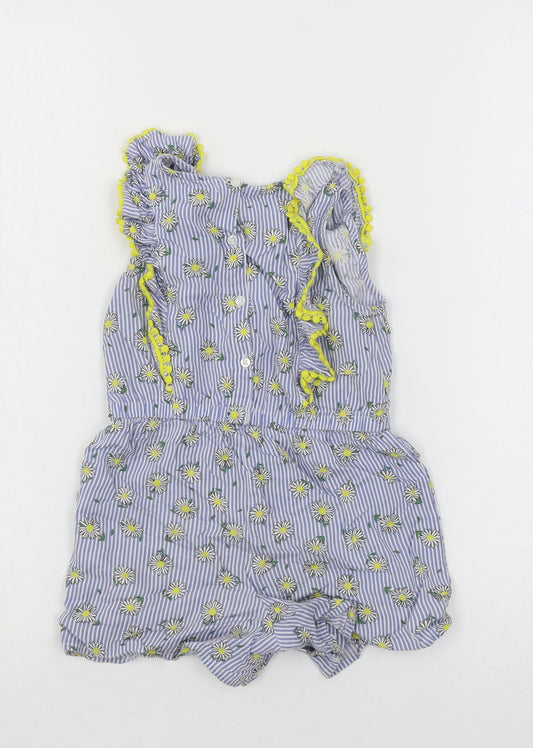 Primark Girls Blue Striped Playsuit One-Piece Size 2-3 Years