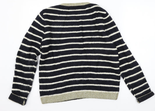 Marks and Spencer Womens Blue Striped Knit Pullover Jumper Size 12