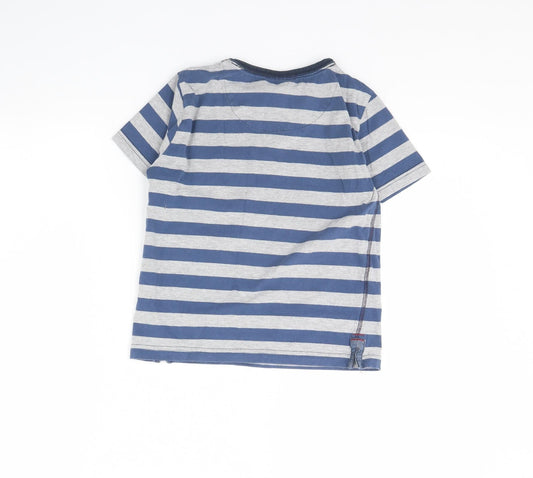 NEXT Boys Grey Striped Basic T-Shirt Size 8 Years
