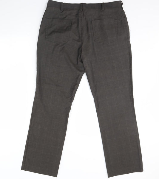 Preworn Mens Brown Striped Trousers Size 36 in L31 in