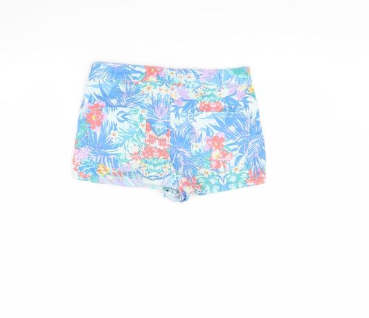 Topshop Womens Blue Floral Cut-Off Shorts Size 28