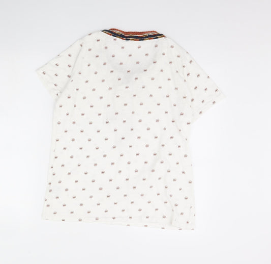 isle Womens White Geometric Basic Blouse Size M