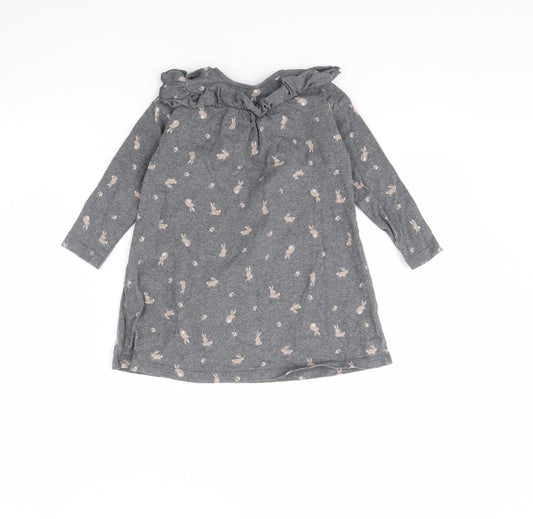 NEXT Girls Grey Animal Print Jumper Dress Size 18 Months