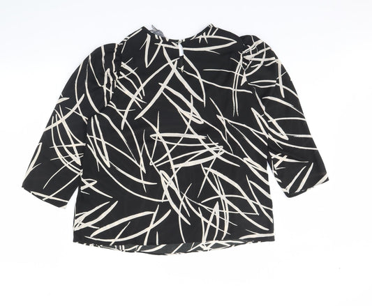 Principles Womens Black Geometric Basic Blouse Size 14