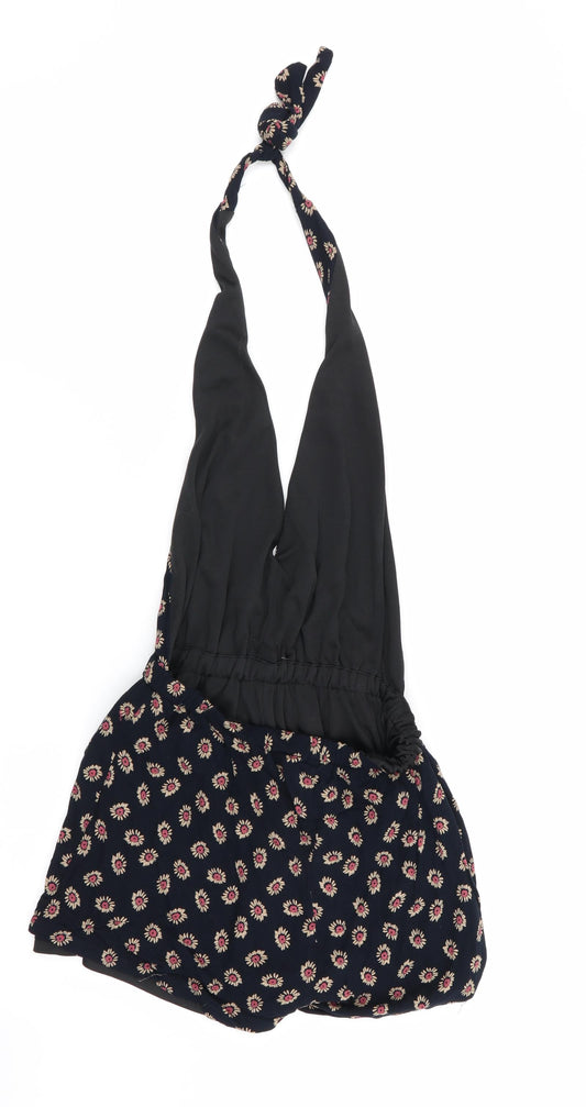 naanaa Womens Blue Floral Playsuit One-Piece Size 8