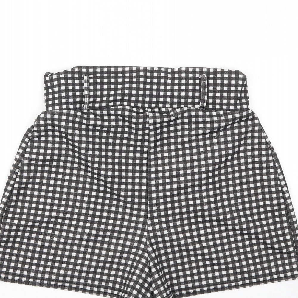 pretty little thing Womens Multicoloured Check Cut-Off Shorts Size 10 - stretch waistband