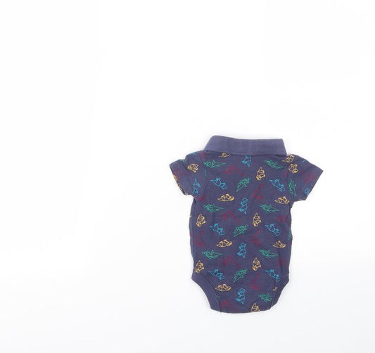 George Boys Blue Geometric Babygrow One-Piece Size 0-3 Months