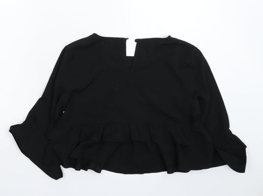 PRETTYLITTLETHING Womens Black Basic Blouse Size 10