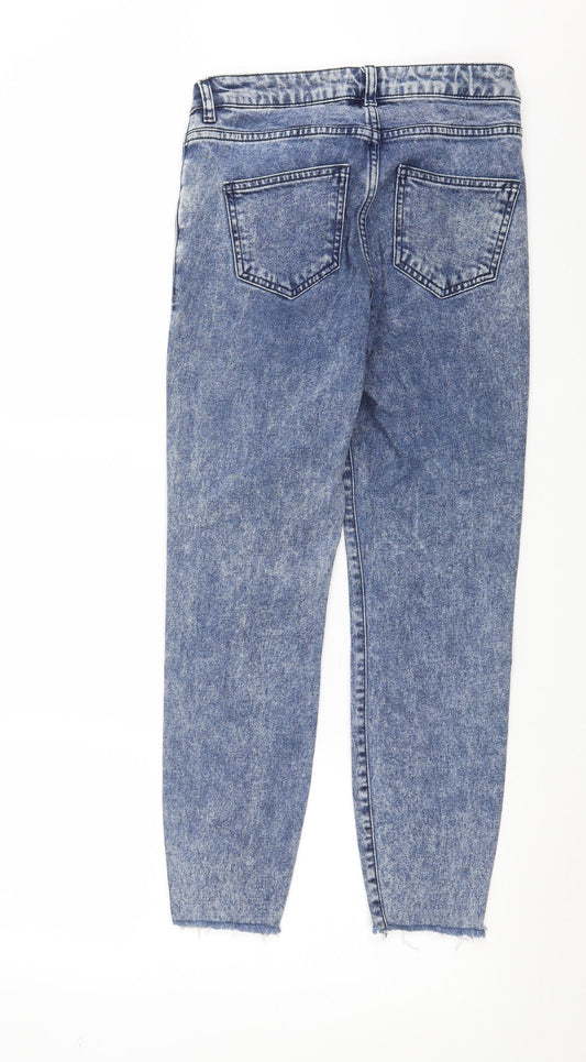 New Look Womens Blue Denim Skinny Jeans Size 6 L25 in - distressed hem