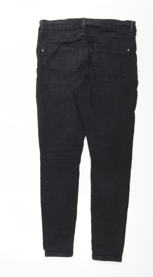Dorothy Perkins Womens Black Denim Skinny Jeans Size 14 L28 in