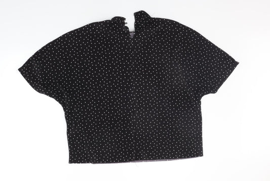 Jaqueline de Young Womens Black Polka Dot Basic Blouse Size M