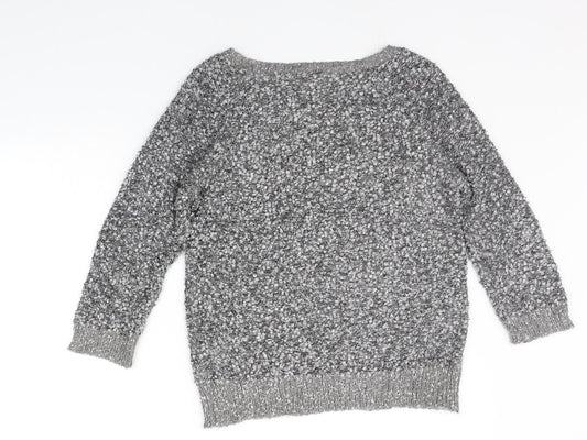 bm collection Womens Grey Pullover Jumper Size S