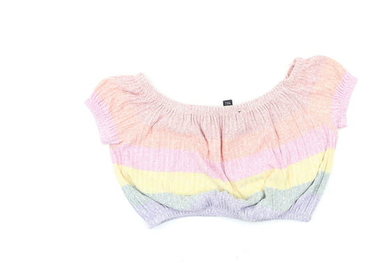New Look Womens Multicoloured Striped Basic Blouse Size M