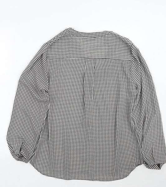 Papaya Womens White Check Basic Button-Up Size 14