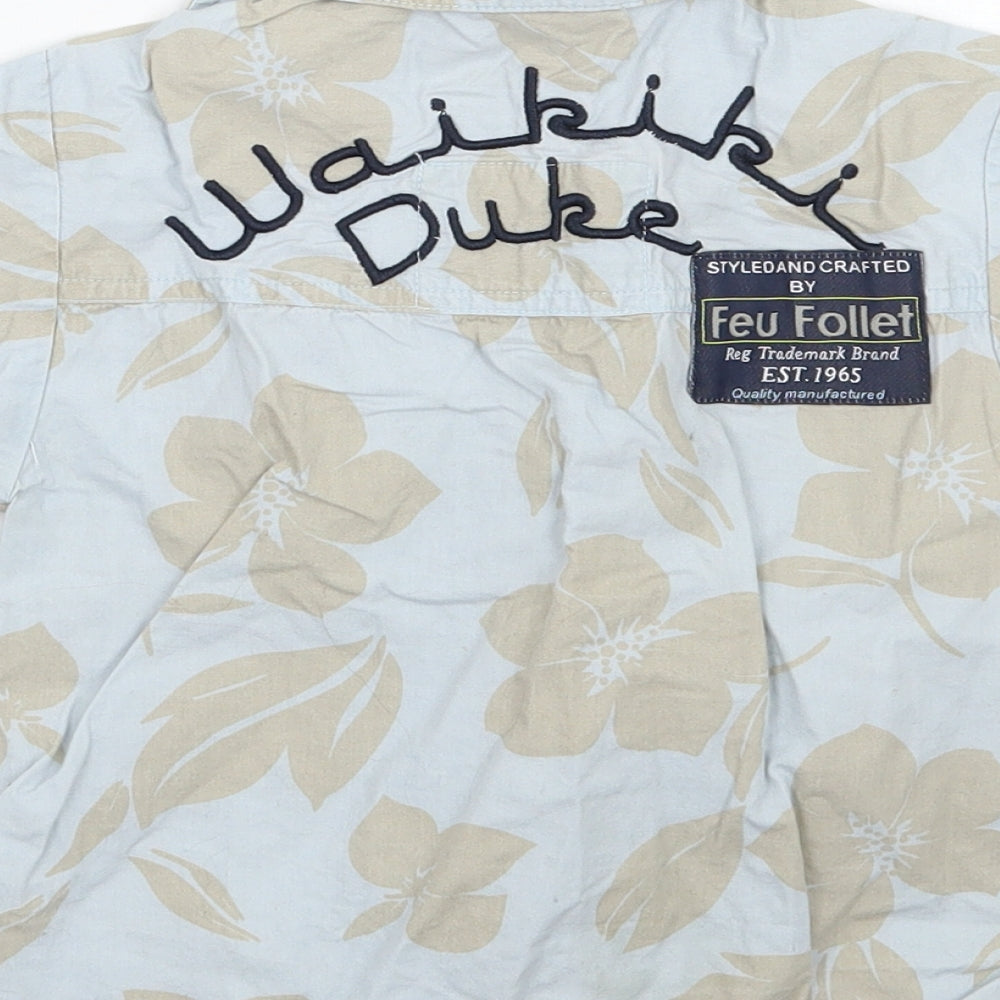 Feu Follet Boys Blue Floral Basic Button-Up Size 2-3 Years