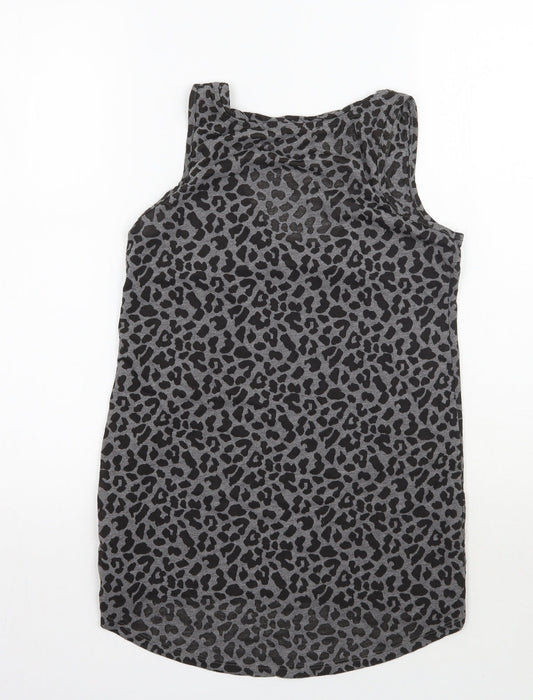 Oasis Womens Grey Animal Print Basic Tank Size 8