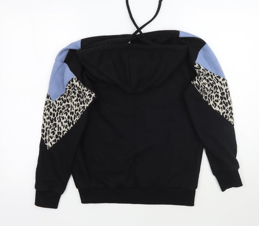 Matalan Womens Black Animal Print Pullover Hoodie Size S