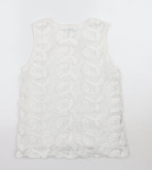 H&M Womens White Floral Basic T-Shirt Size S