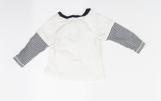 Beneton Boys Ivory Striped Basic Casual Size 9-12 Months - Docks & Piers