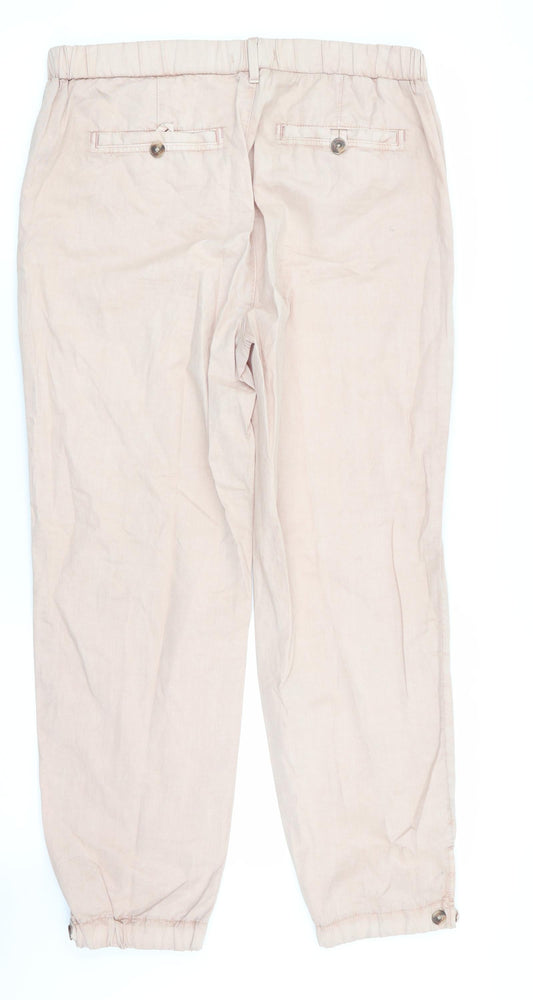 Preworn Womens Pink Jogger Trousers Size 8 L25.5 in - Cropped peach in colour
