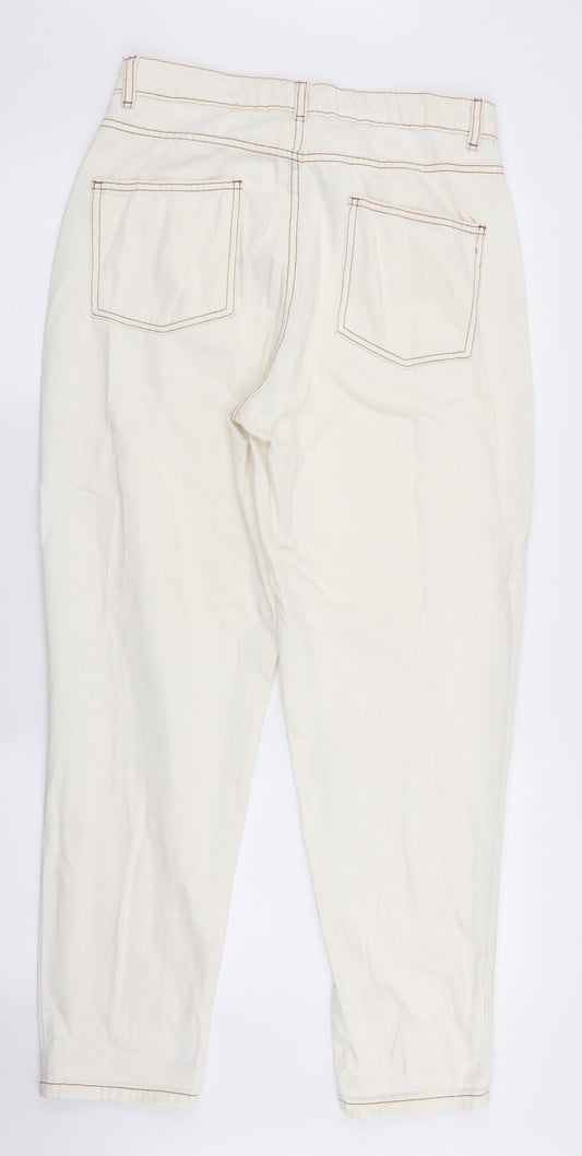 Denim Co Womens Ivory Straight Jeans Size 12 L28.5 in