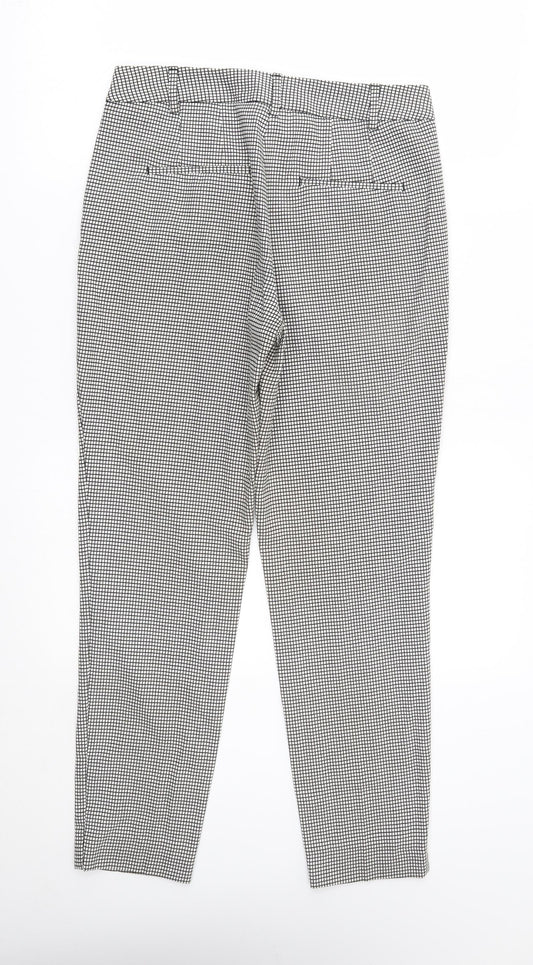 Zara Womens White Check Trousers Size 8 L27 in