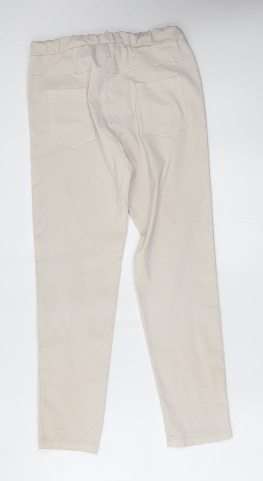 Preworn Womens Beige Skinny Jeans Size 30 in L26 in - ring details