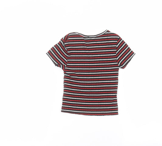 Primark Boys Black Striped Basic T-Shirt Size 8-9 Years