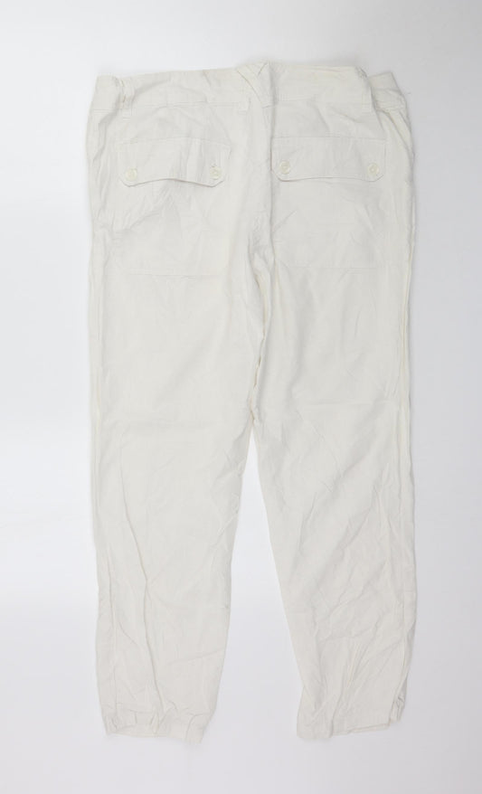 H&M Womens White Trousers Size 16 L29 in