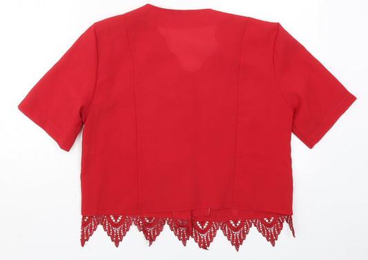 Mac Collection Womens Red Lace Basic Button-Up Size M