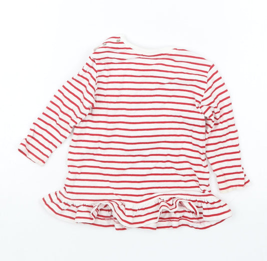 NEXT Girls Red Striped Basic T-Shirt Size 6-9 Months