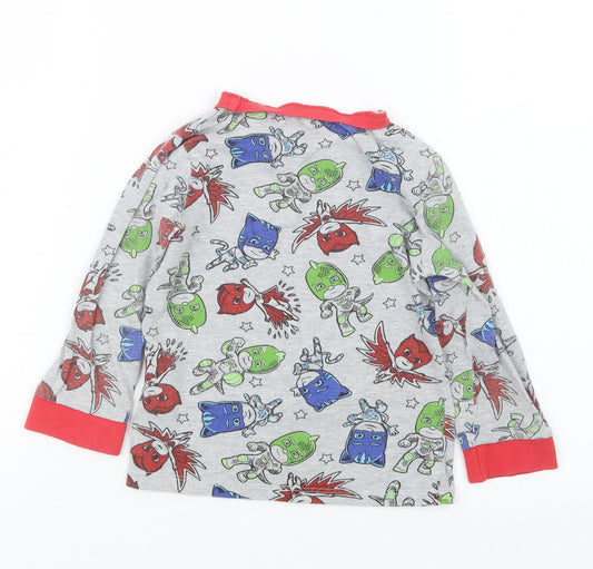 Preworn Boys Grey Geometric Pyjama Top Size 2-3 Years